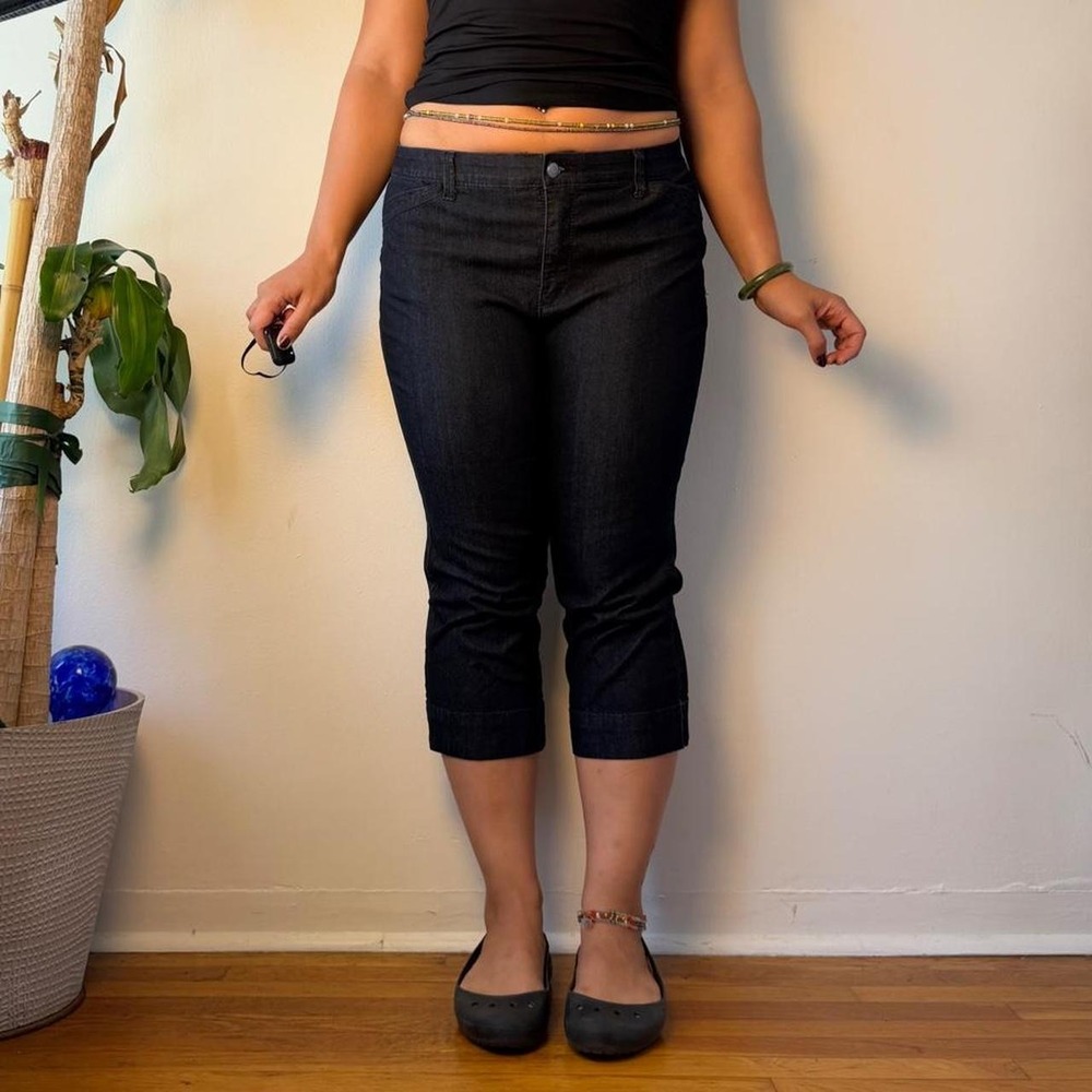 Bandolino Maureen Black Denim Capri Trousers Lowrise Petal Pushers 10